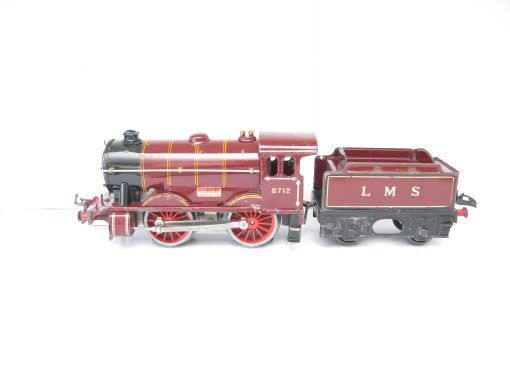 Hornby 0 Gauge E120 Special Loco & Tender LMS maroon No.8712, 20 volt electric circa 1934/35 - in reproduction box