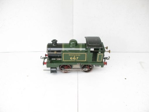 Hornby 0 Gauge early SR lined green 0-4-0 Tank loco No.B667, clockwork - boxed - Image 3