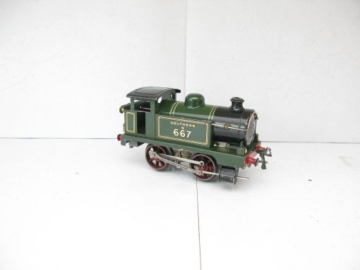 Hornby 0 Gauge early SR lined green 0-4-0 Tank loco No.B667, clockwork - boxed - Image 5