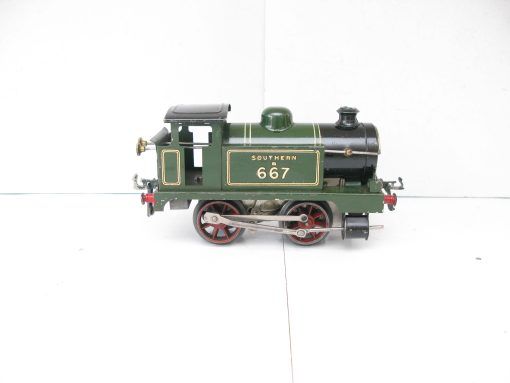 Hornby 0 Gauge early SR lined green 0-4-0 Tank loco No.B667, clockwork - boxed - Image 6