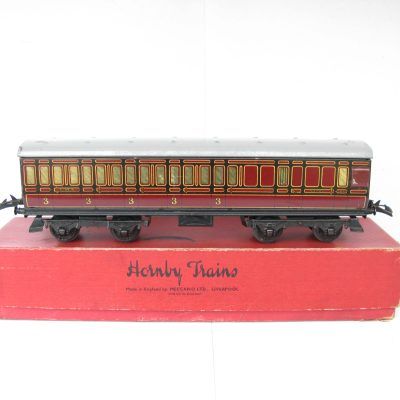 Hornby 0 Gauge Post war No.2 LMS All 3rd Brake end Passenger Coach circa 1948 - Boxed