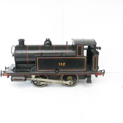 Bing Gauge 1 0-4-0 Tank Loco LNWR Lined black No.112, Clockwork - unboxed
