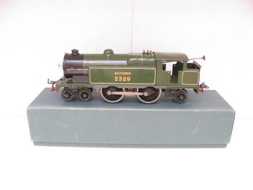 Hornby 0 Gauge Scarce version E220 Special Tank Loco SR Green No.2329, 3-rail 20 volt Electric circa 1934 - in reproduction box