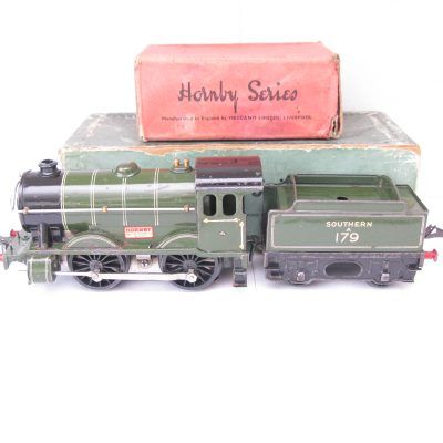 Hornby 0 Gauge E120 Special Loco & Tender SR lined Green No.A179, 20 volt electric - Boxed