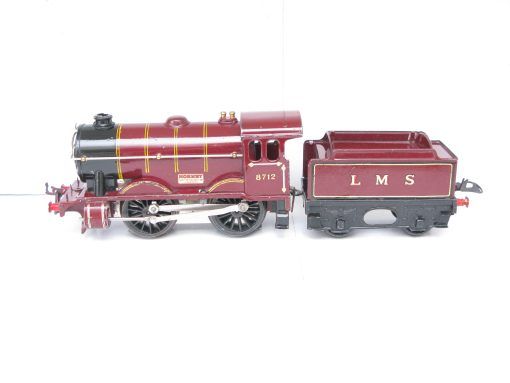 Hornby 0 Gauge E120 Special Loco & Tender LMS lined Maroon No.8712, 20 volt electric - unboxed