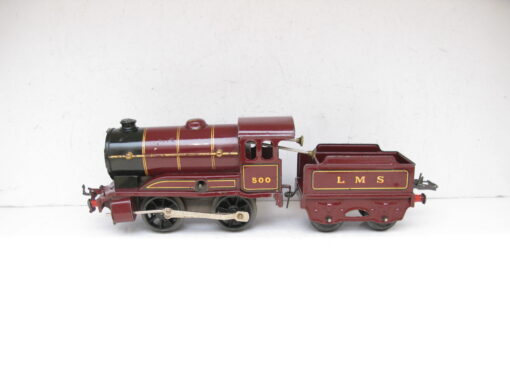 Hornby 0 Gauge No.0 Loco & Tender LMS Maroon No.500, Clockwork - unboxed
