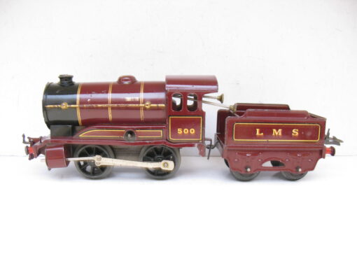 Hornby 0 Gauge No.0 Loco & Tender LMS Maroon No.500, Clockwork - unboxed - Image 3