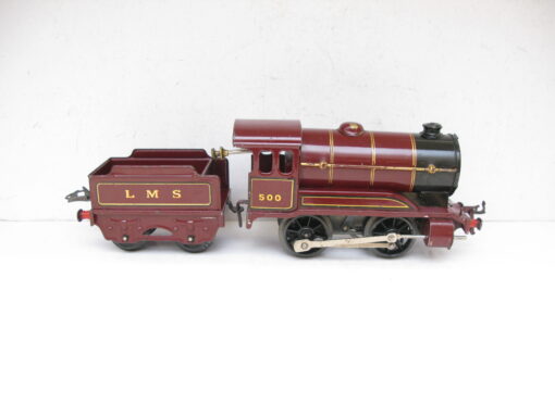 Hornby 0 Gauge No.0 Loco & Tender LMS Maroon No.500, Clockwork - unboxed - Image 7