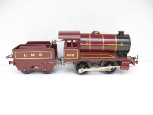 Hornby 0 Gauge No.0 Loco & Tender LMS Maroon No.500, Clockwork - unboxed - Image 8
