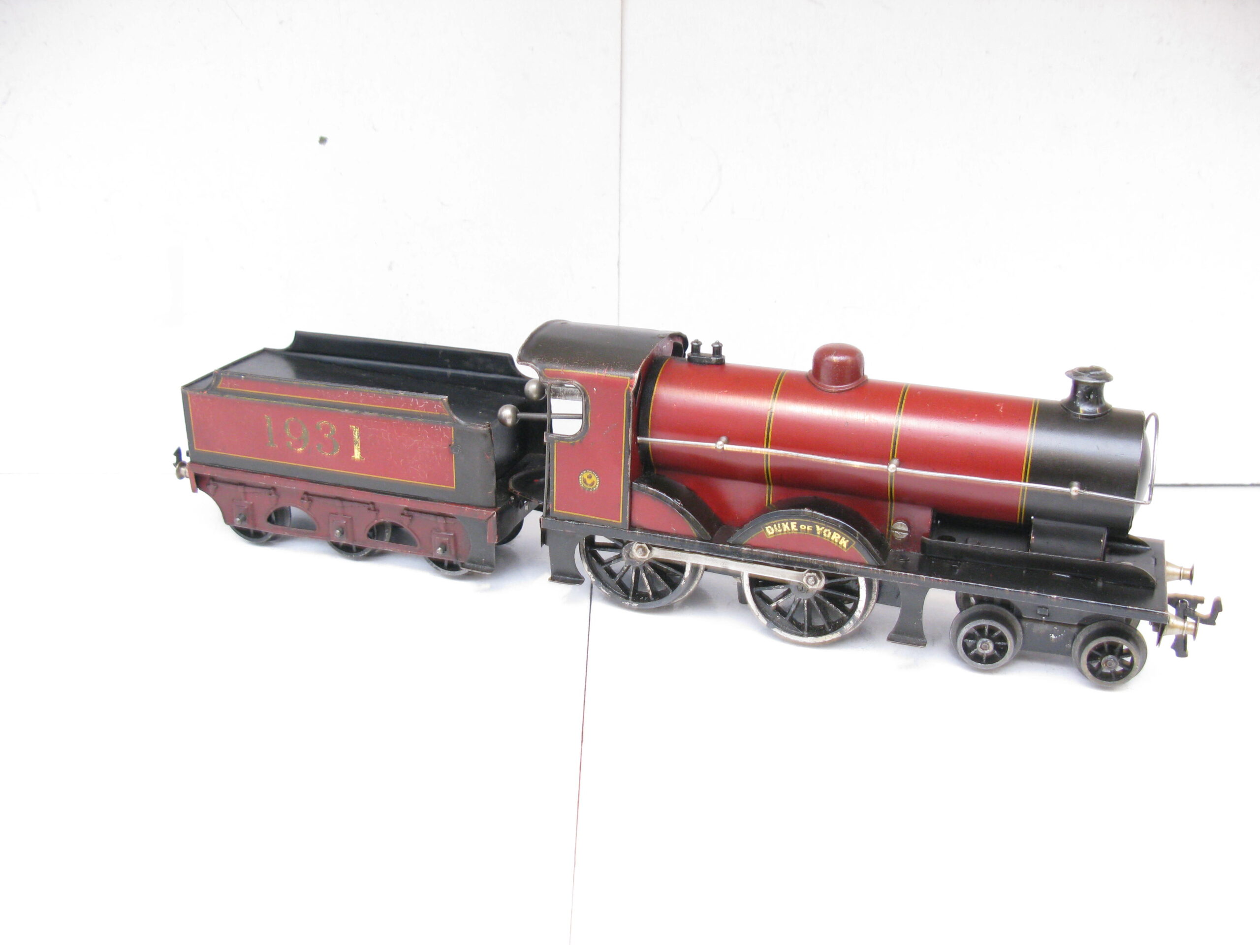 Bassett Lowke 0 Gauge 4-4-0 Locomotive & Tender LMS Lined Maroon 'Duke of York', No.1931 Clockwork - unboxed - Image 5