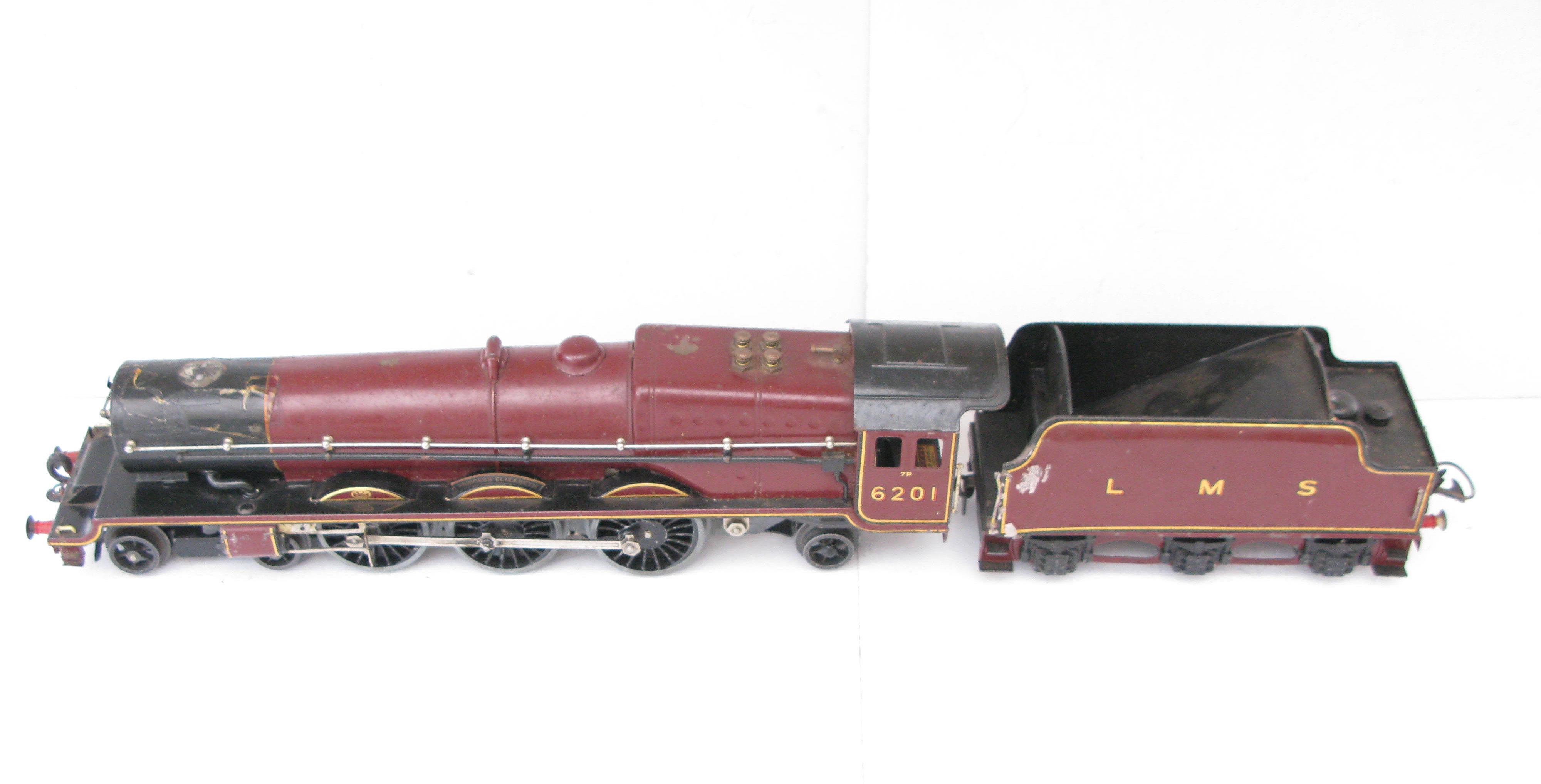 Hornby 0 Gauge 4-6-2 Loco & Tender LMS Lined Maroon 'Princess Elizabeth' No.6201, 3-rail 20 volt Electric - Boxed - Image 4