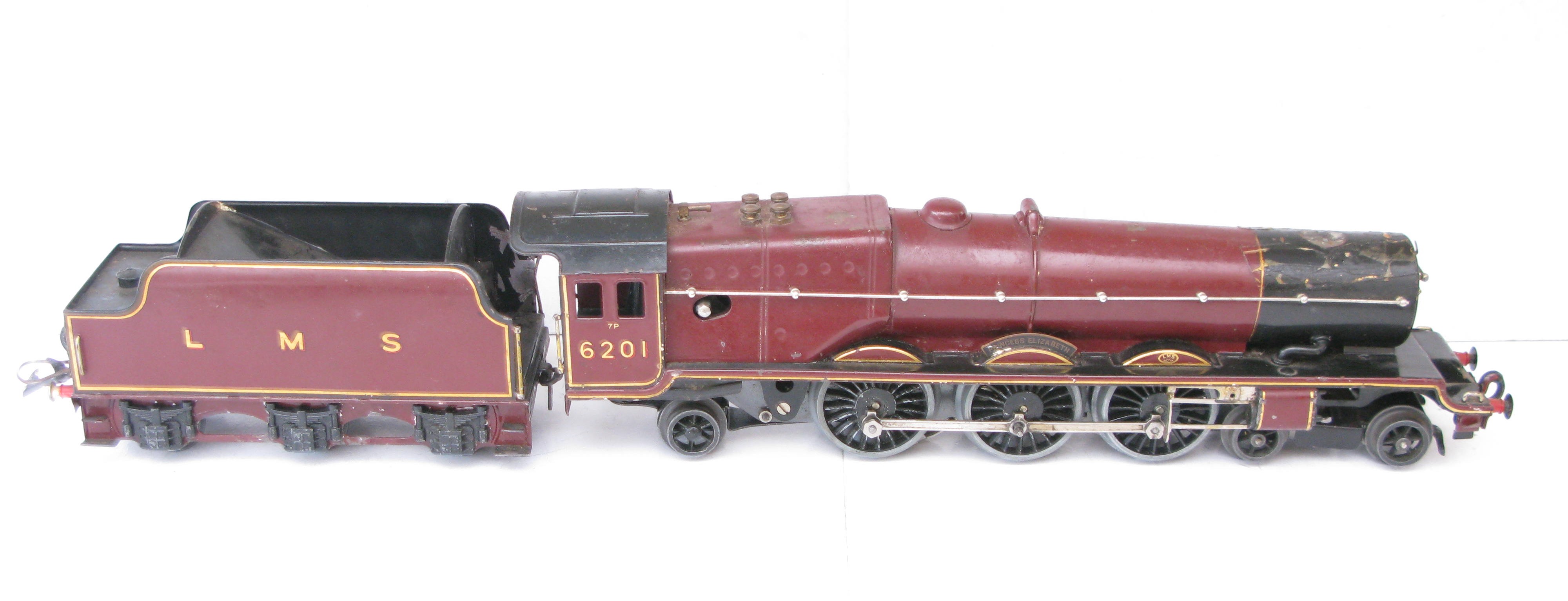 Hornby 0 Gauge 4-6-2 Loco & Tender LMS Lined Maroon 'Princess Elizabeth' No.6201, 3-rail 20 volt Electric - Boxed - Image 8