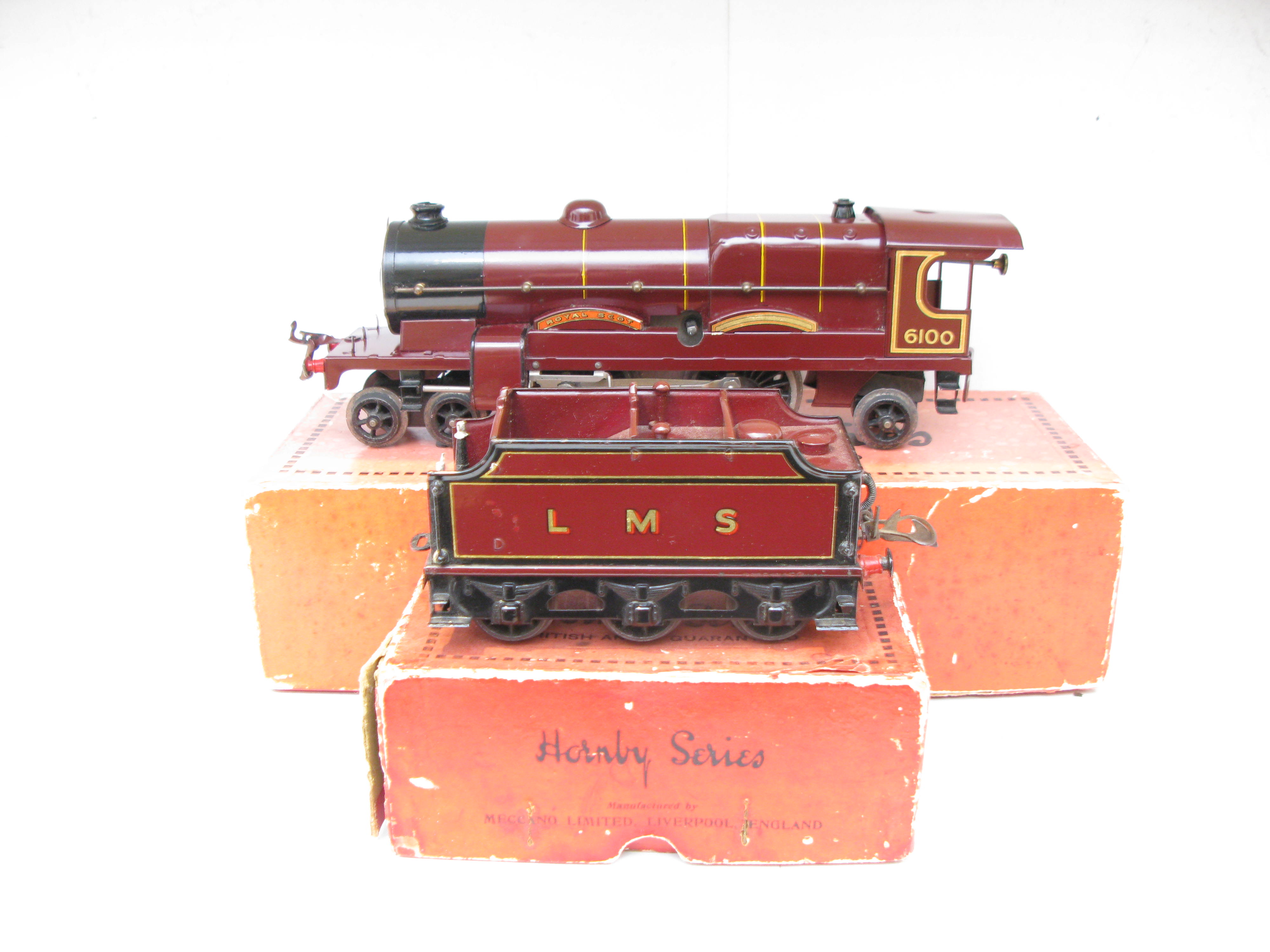Hornby 0 Gauge No.3C Loco & Tender LMS Maroon 'ROYAL SCOT' No.6100, Clockwork - Boxed - Image 3