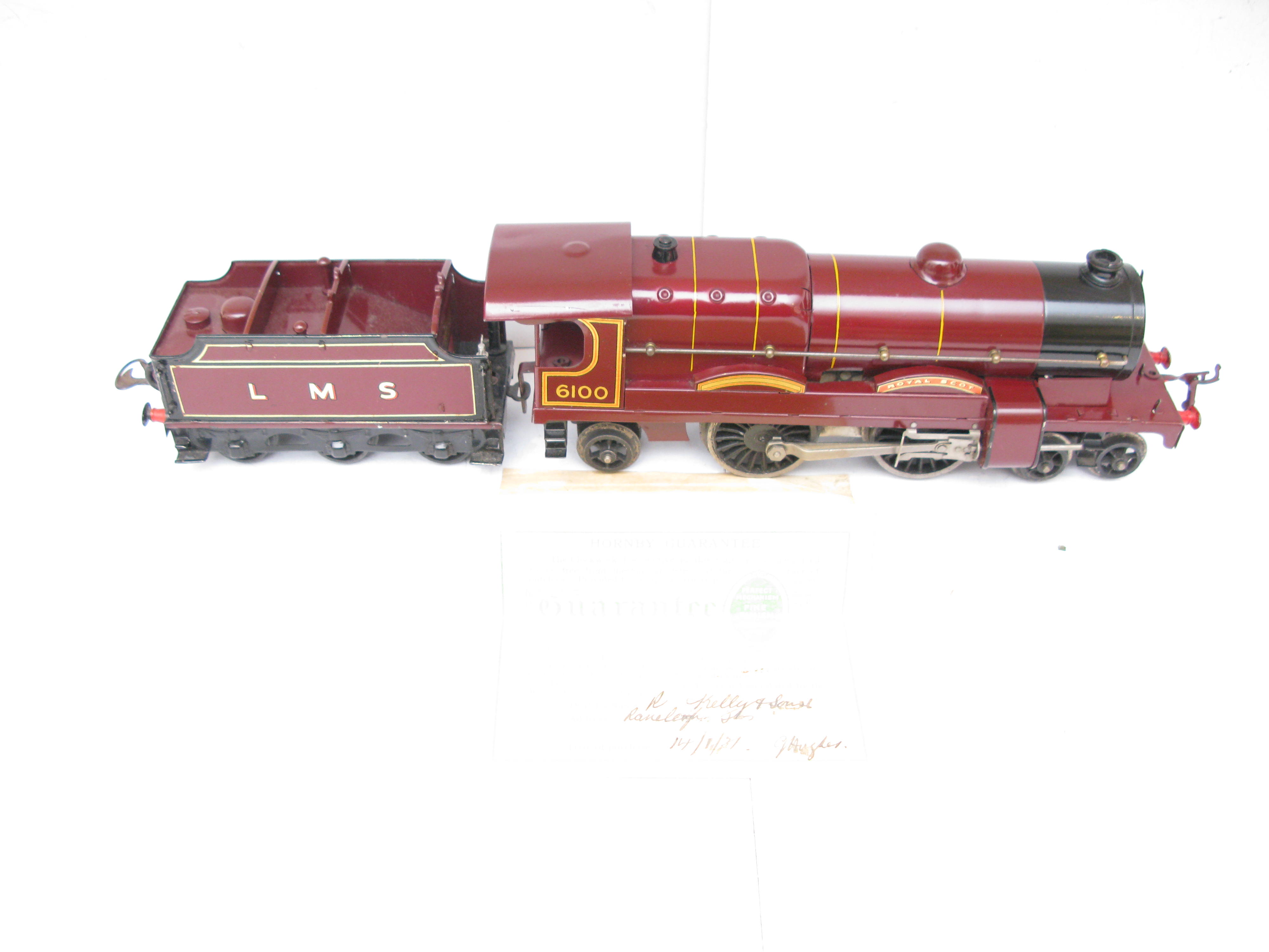 Hornby 0 Gauge No.3C Loco & Tender LMS Maroon 'ROYAL SCOT' No.6100, Clockwork - Boxed - Image 12