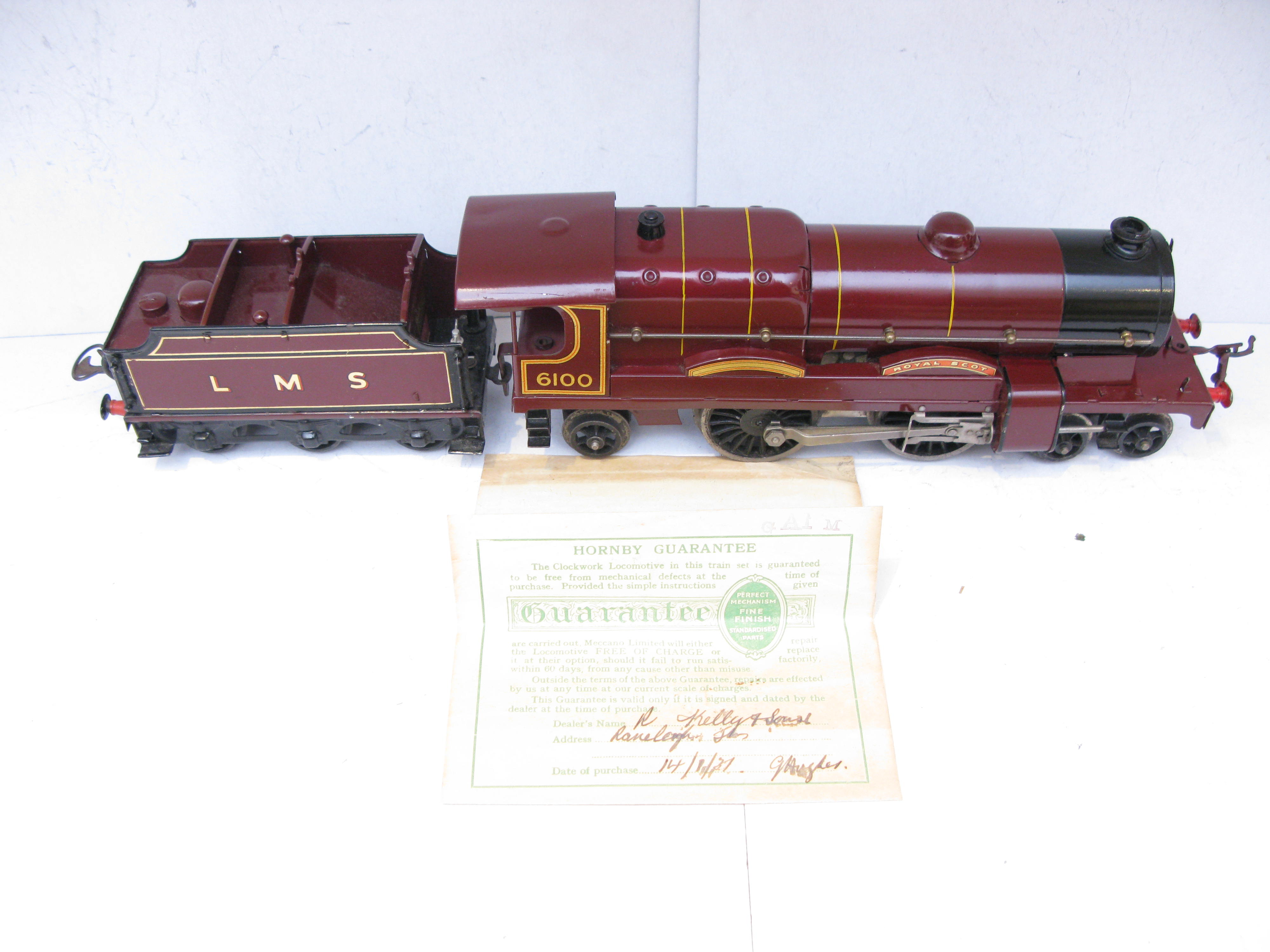 Hornby 0 Gauge No.3C Loco & Tender LMS Maroon 'ROYAL SCOT' No.6100, Clockwork - Boxed - Image 13