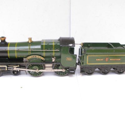 Hornby 0 Gauge No.2C Special Loco & Tender GWR green 'COUNTY OF BEDFORD' No.3821, Clockwork - unboxed - Good/plus