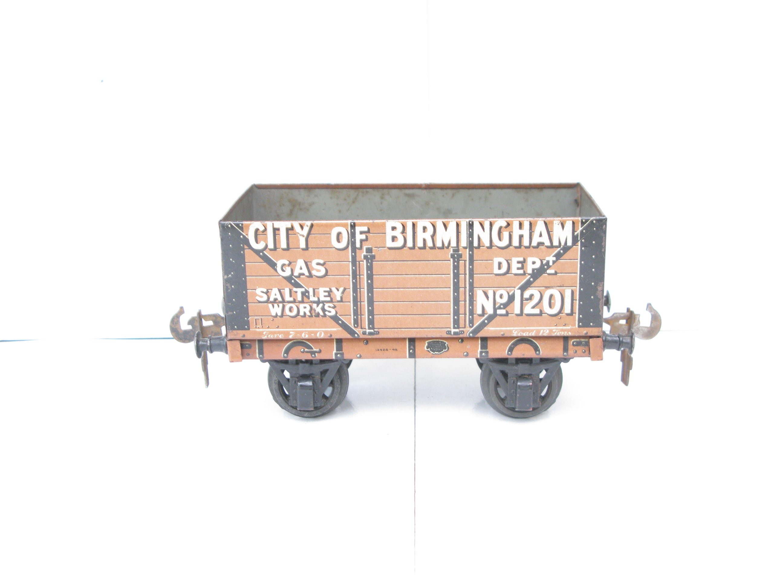 Carette Gauge 1 Tinprinted 'CITY OF BIRMINGHAM' Gas Dept open Private owner wagon - unboxed