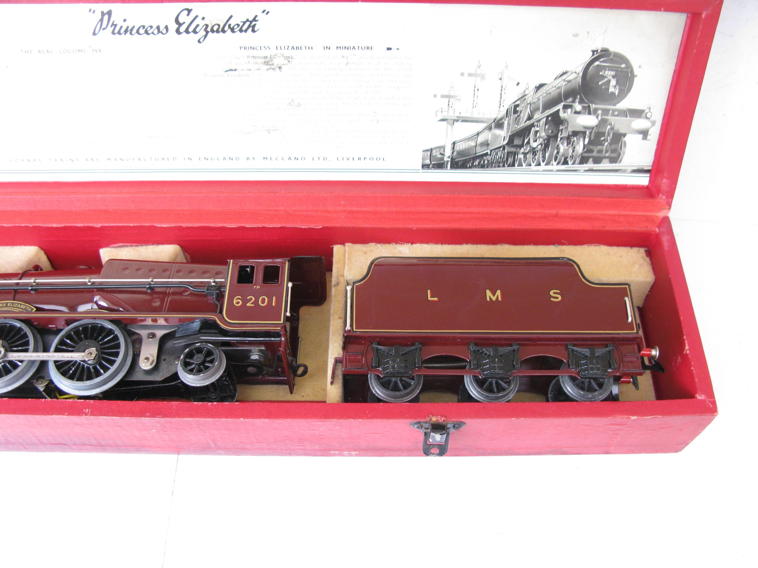 Hornby 0 Gauge 4-6-2 Loco & Tender LMS Lined Maroon 'Princess Elizabeth' No.6201, 3-rail Electric - Boxed - Superb - Image 18