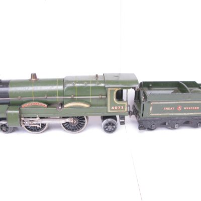 Hornby 0 Gauge No.3C GWR Green Loco & Tender 'CAERPHILLY CASTLE' No.4073, Clockwork - unboxed - Overall Fair