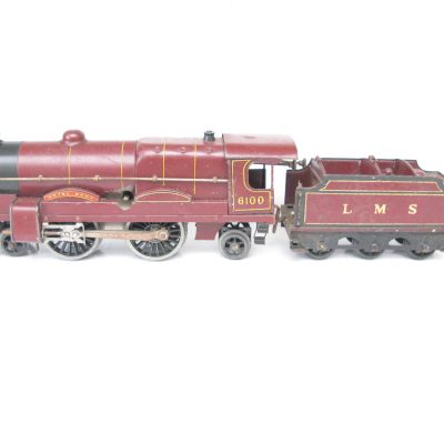 Hornby 0 Gauge No.3C LMS Maroon Loco & Tender 'Royal Scot' No.6100, Clockwork - unboxed - Overall Fair