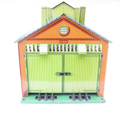 Hornby 0 Gauge No.E2E Engine Shed with green base, Hornby's Largest Accessory - Boxed - Excellent - Circa 1940