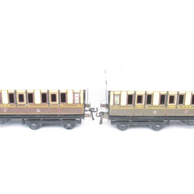 Bing - Bassett Lowke 0 Gauge GWR pair of 1921/1924 series Coaches All 1st and Brake 3rd - unboxed - Good - Priced each at £45