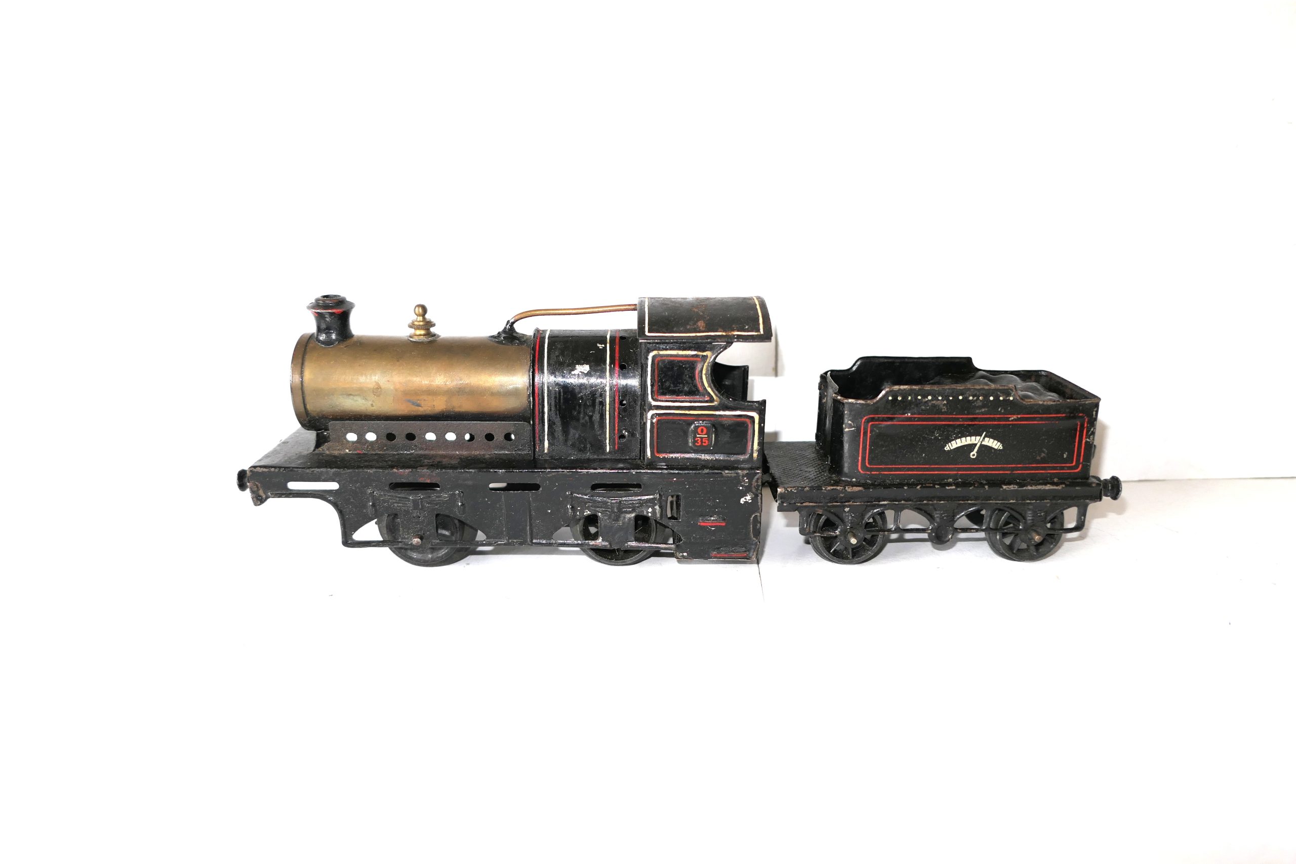 Bing 0 Gauge LNWR / Continential Lined black 0-4-0 Loco & Tender, Live Steam - unboxed - Good - £125