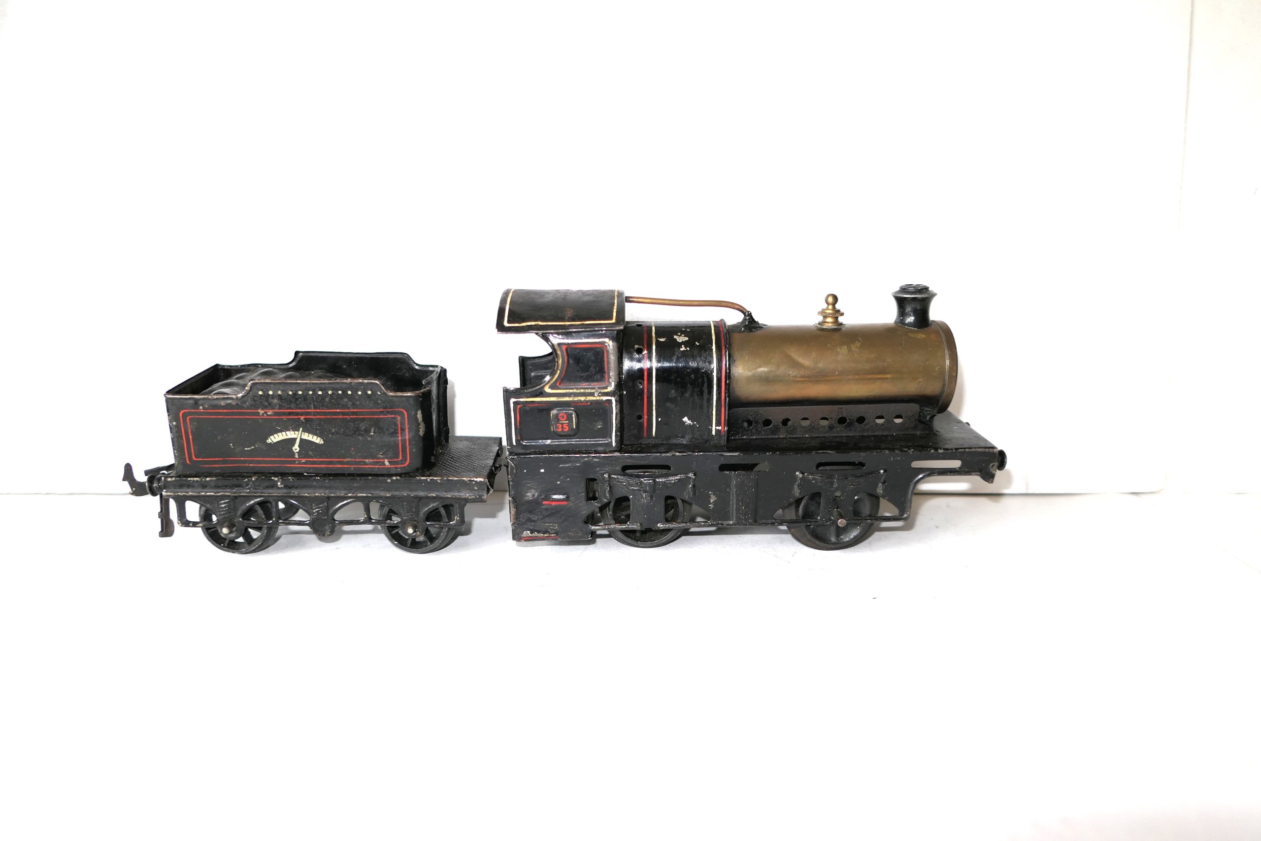 Bing 0 Gauge LNWR / Continential Lined black 0-4-0 Loco & Tender, Live Steam - unboxed - Good - £125 - Image 7