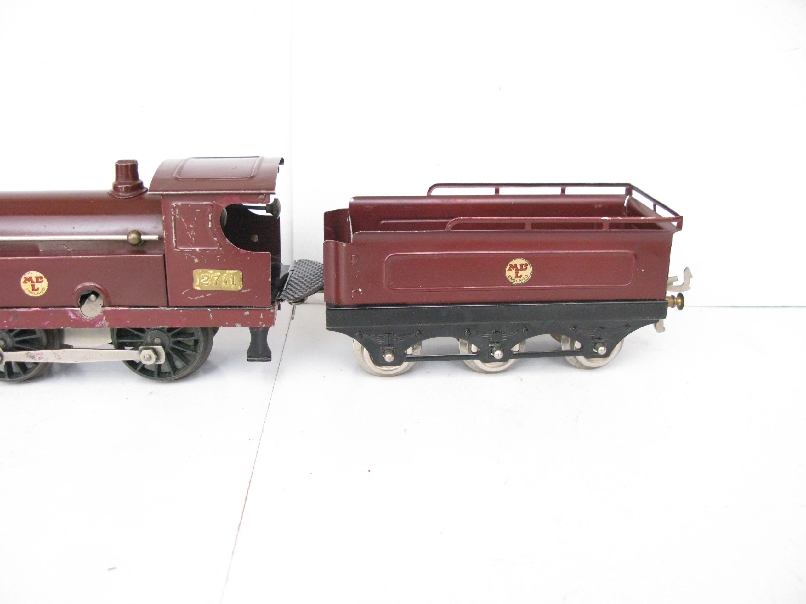 Hornby 0 Gauge Early No.2 Loco & Tender Midland Maroon, Clockwork Circa 1921/23 - Part Boxed - Overall Good/plus to Excellent - Image 6