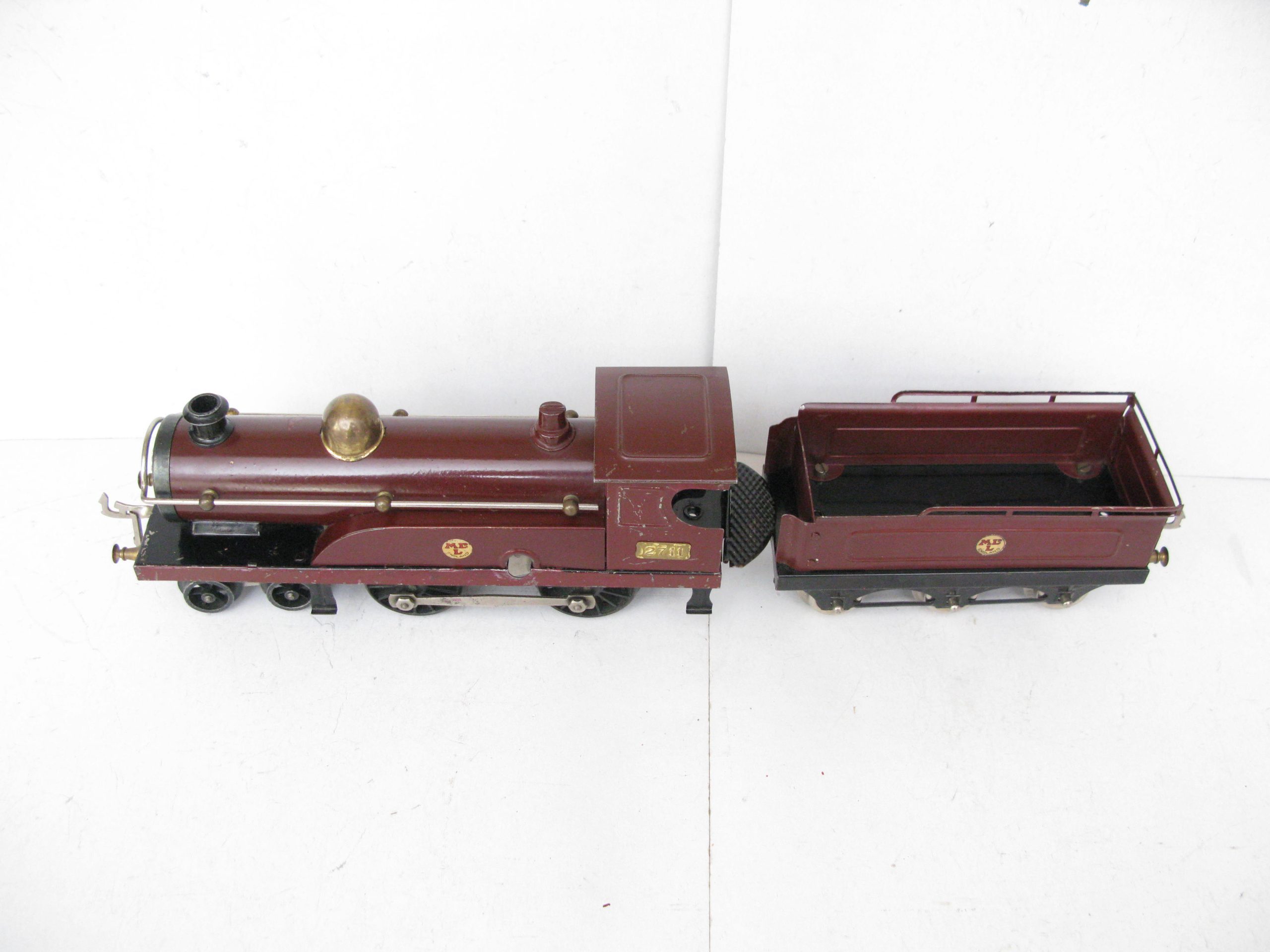 Hornby 0 Gauge Early No.2 Loco & Tender Midland Maroon, Clockwork Circa 1921/23 - Part Boxed - Overall Good/plus to Excellent - Image 7