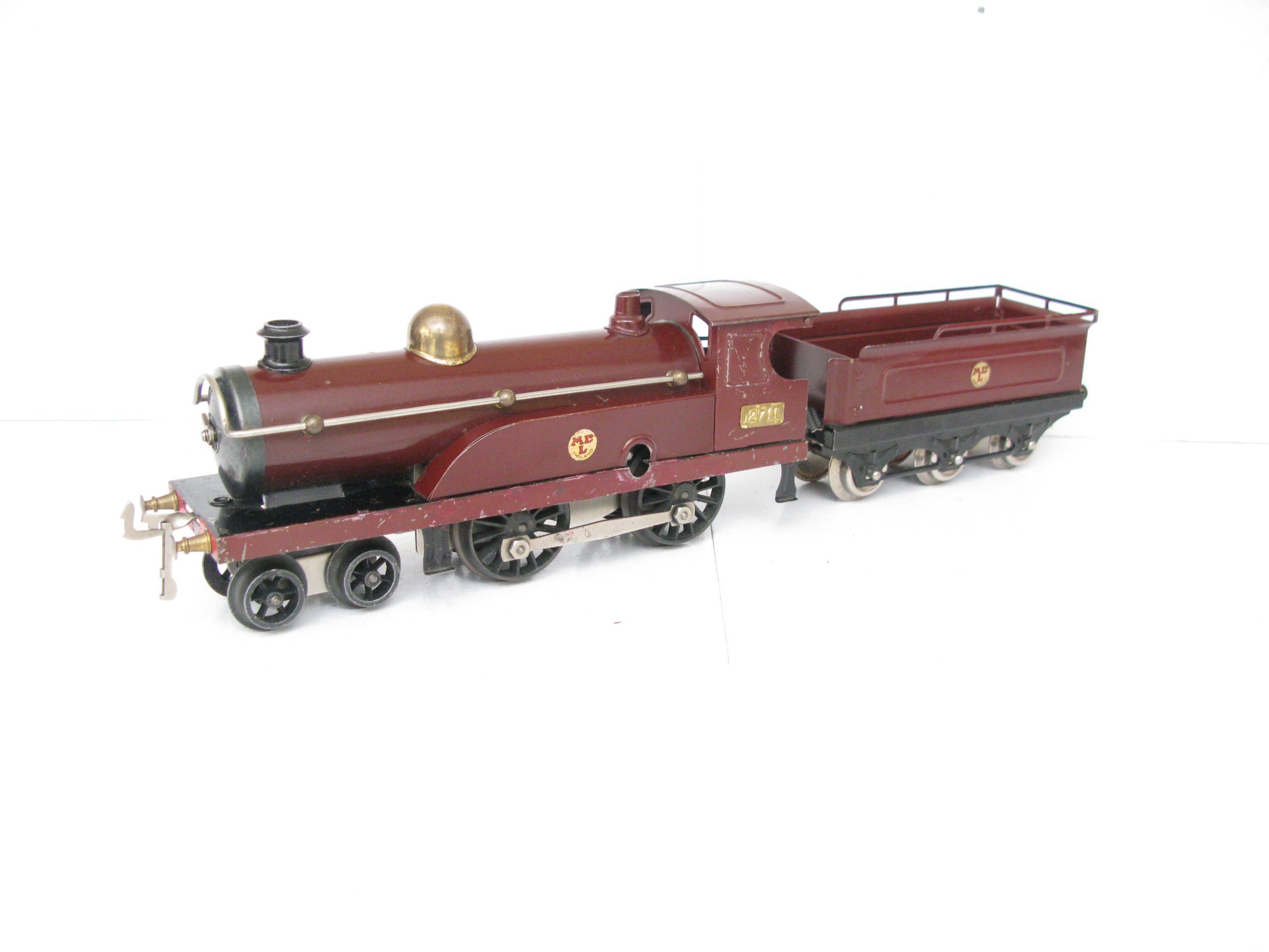 Hornby 0 Gauge Early No.2 Loco & Tender Midland Maroon, Clockwork Circa 1921/23 - Part Boxed - Overall Good/plus to Excellent - Image 8