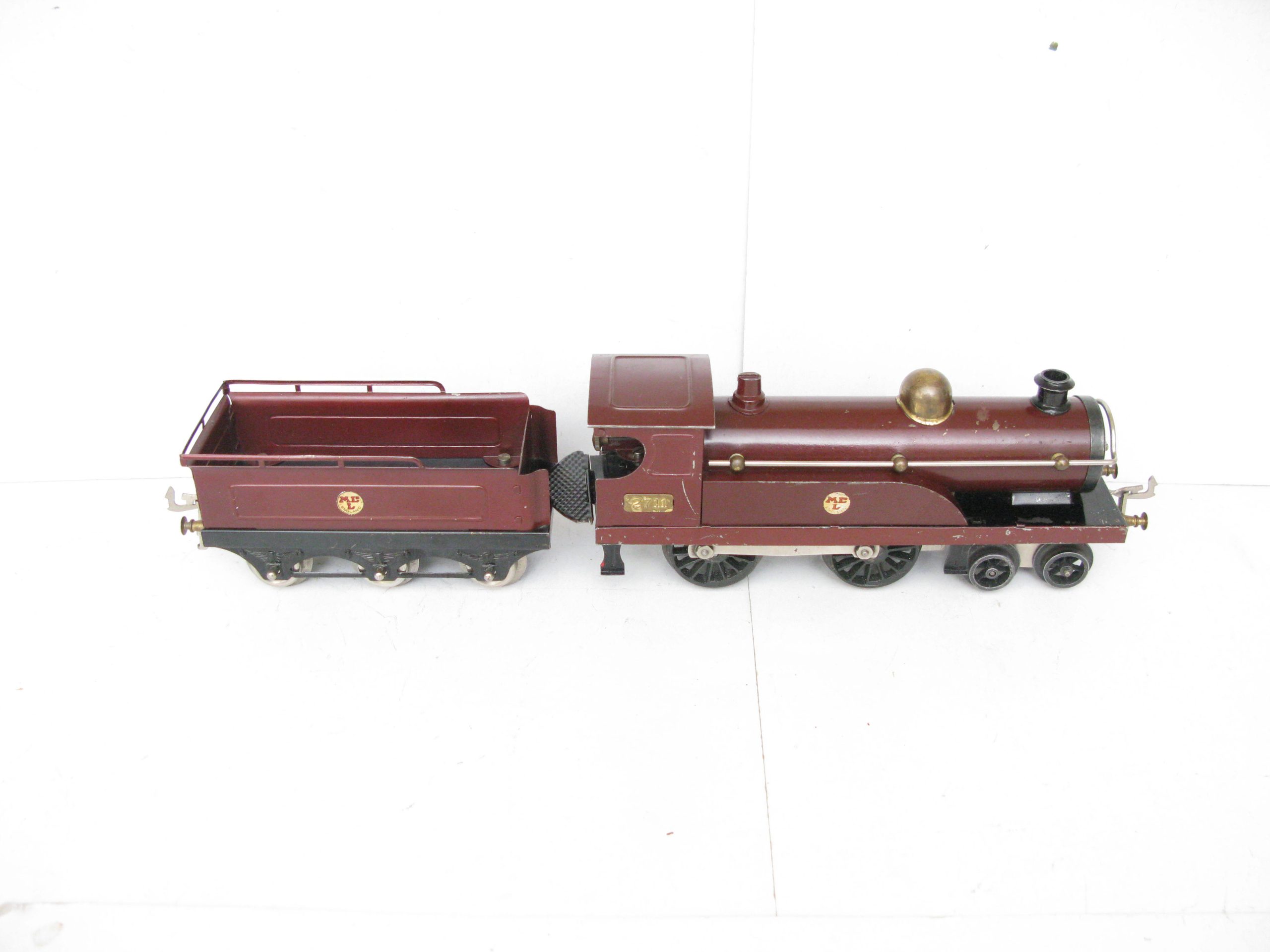 Hornby 0 Gauge Early No.2 Loco & Tender Midland Maroon, Clockwork Circa 1921/23 - Part Boxed - Overall Good/plus to Excellent - Image 10