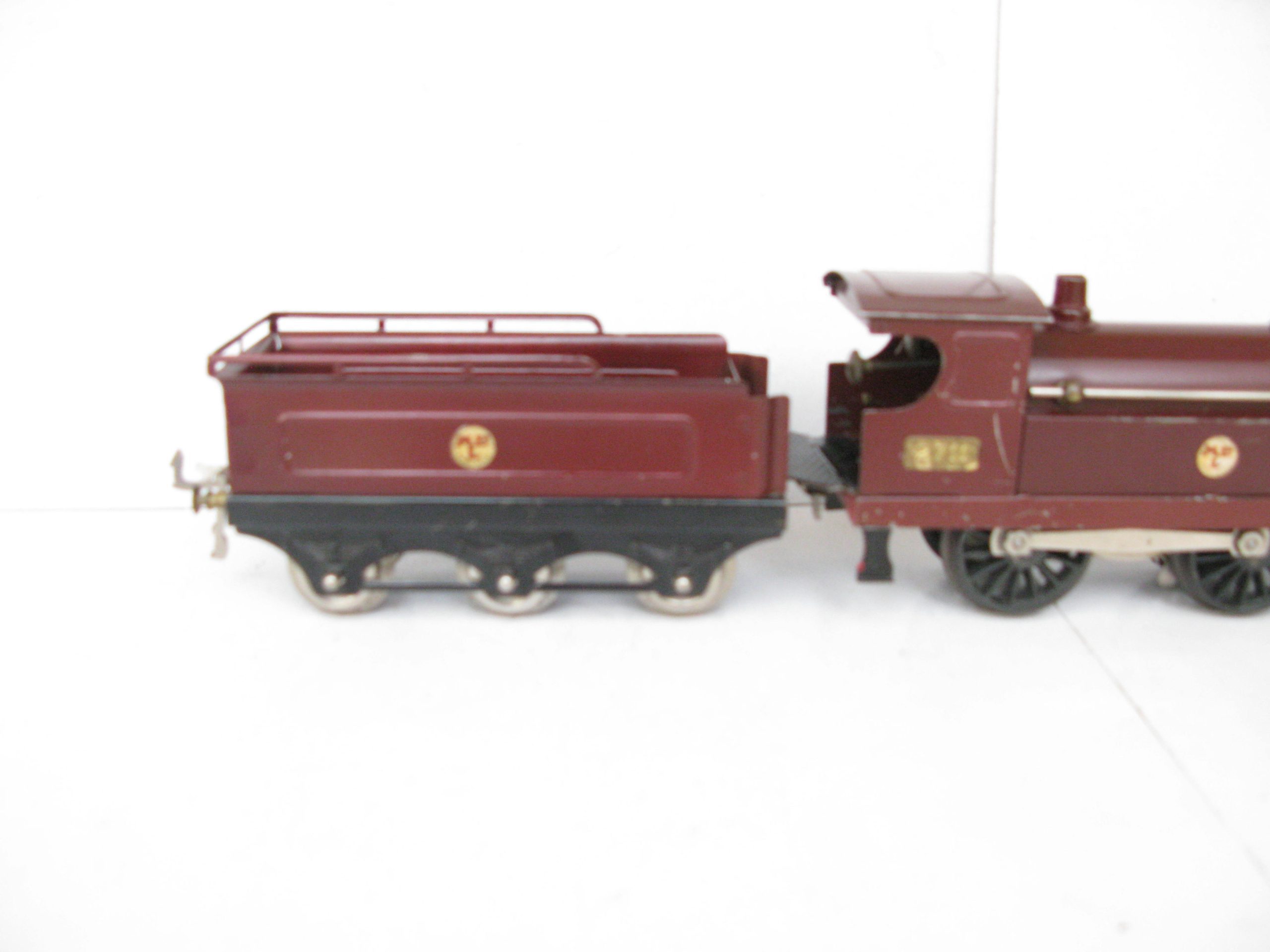 Hornby 0 Gauge Early No.2 Loco & Tender Midland Maroon, Clockwork Circa 1921/23 - Part Boxed - Overall Good/plus to Excellent - Image 12