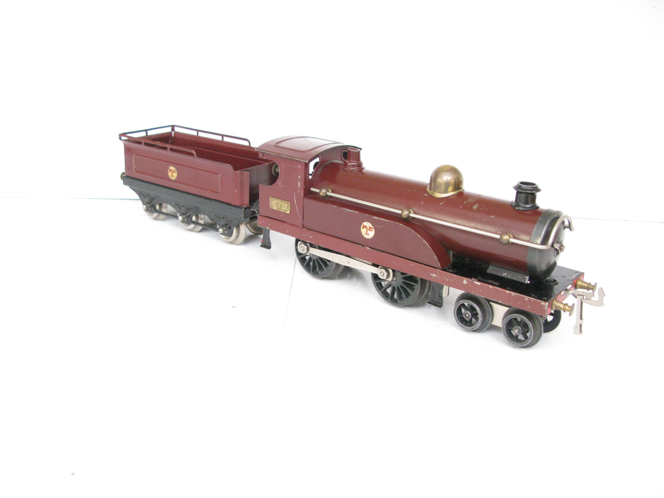 Hornby 0 Gauge Early No.2 Loco & Tender Midland Maroon, Clockwork Circa 1921/23 - Part Boxed - Overall Good/plus to Excellent - Image 13