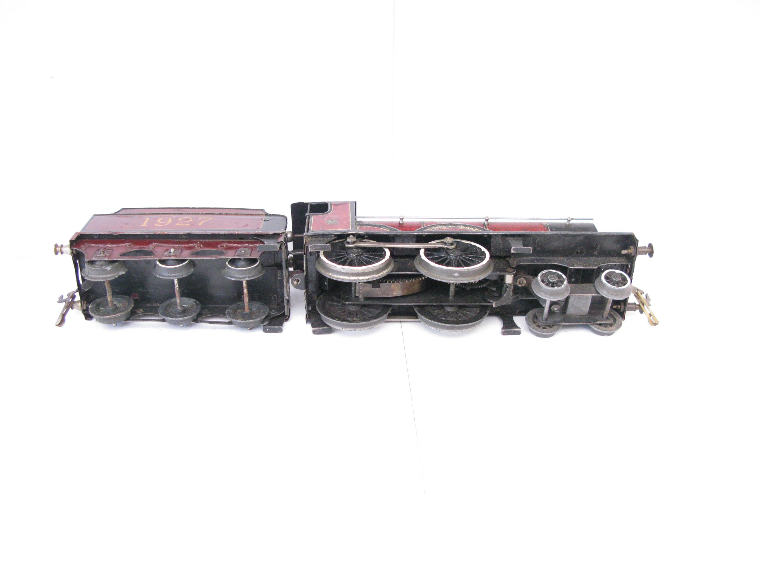 Bassett Lowke 0 Gauge LMS maroon 4-4-0 Loco & Tender 'DUKE OF YORK' No.1927, Clockwork - unboxed - Fair to Good - Image 10