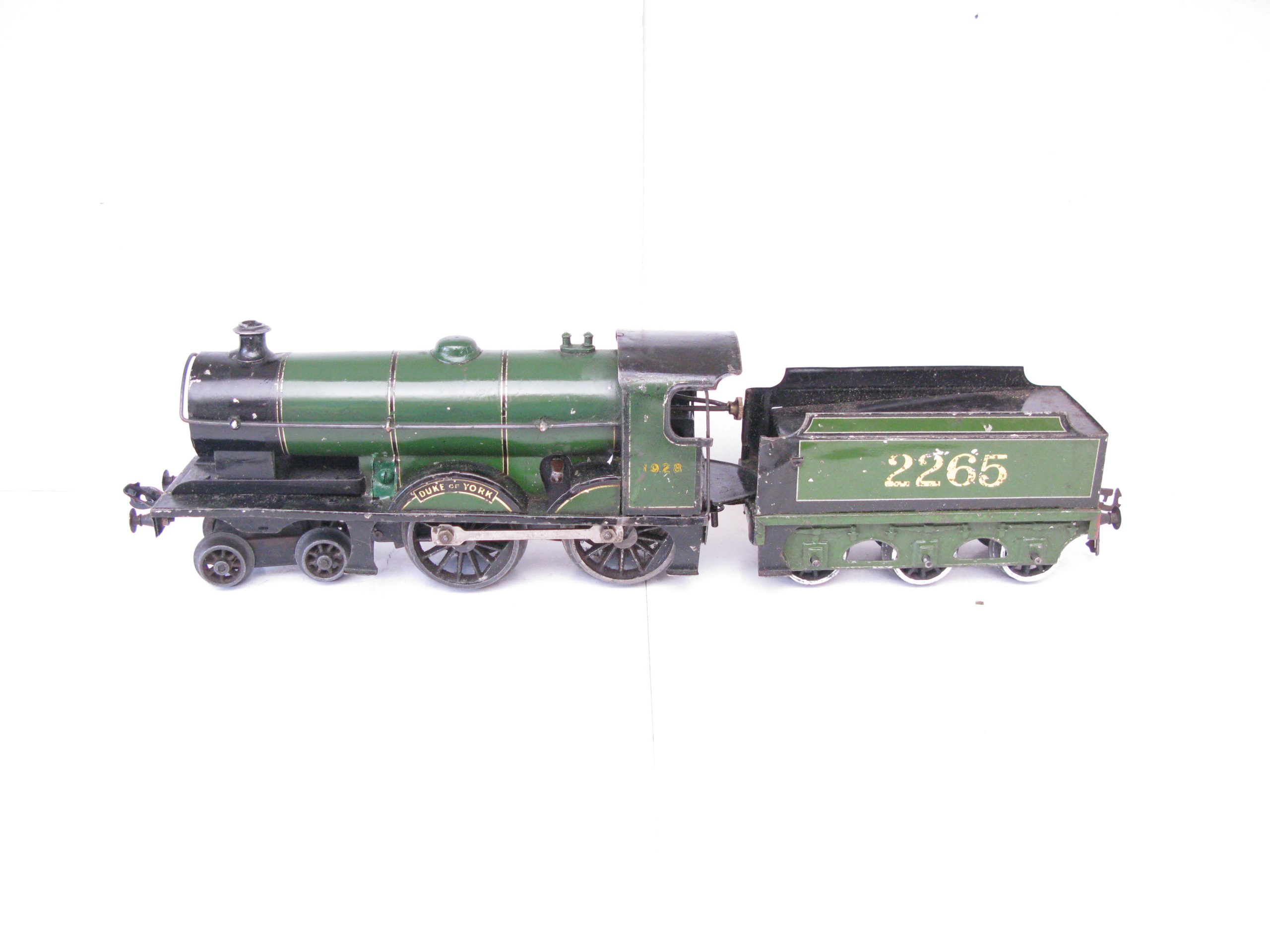 Bassett Lowke 0 Gauge Green 4-4-0 Loco & Tender 'DUKE OF YORK' No.2265, Clockwork - unboxed - Fair to Good