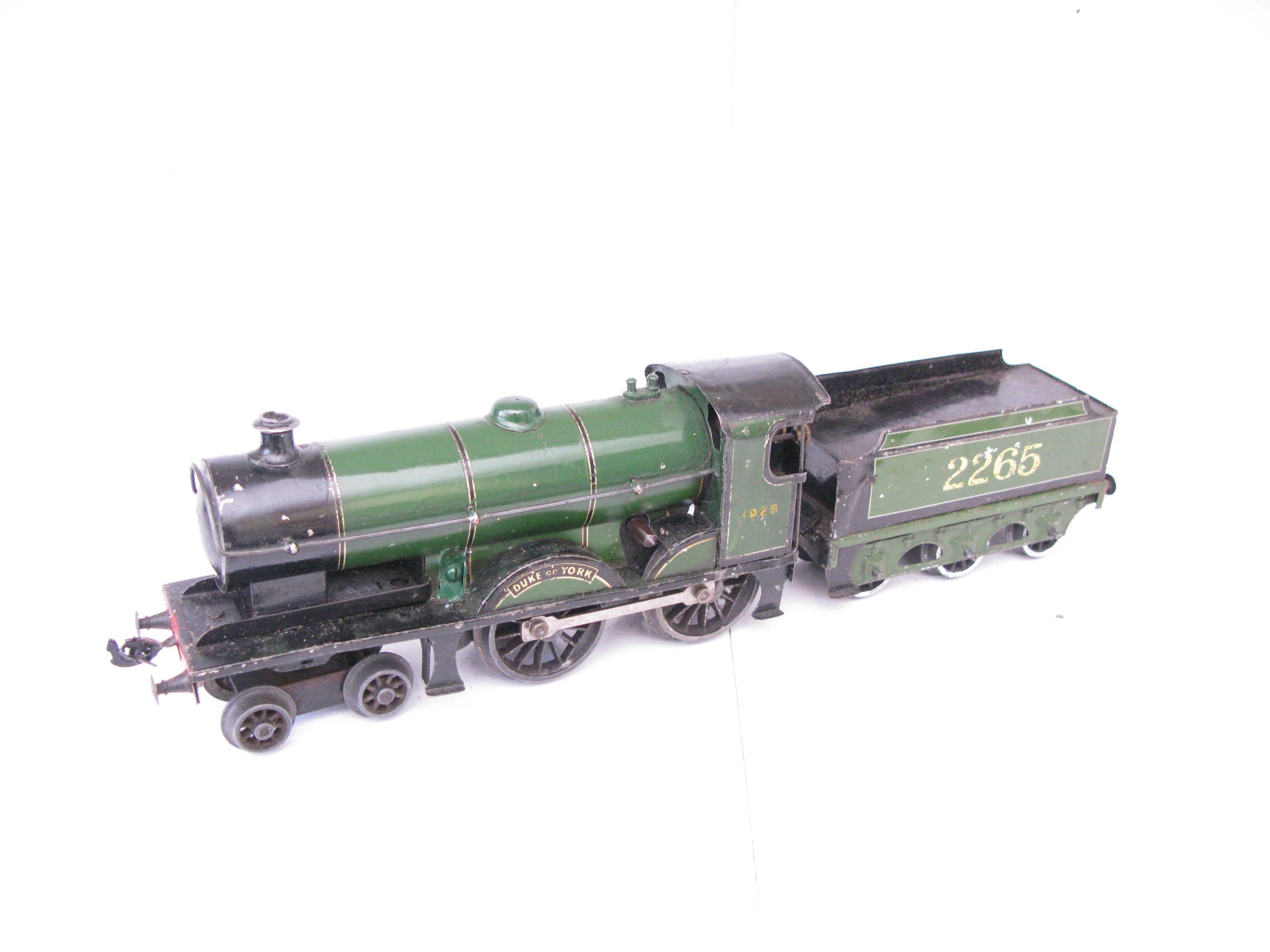 Bassett Lowke 0 Gauge Green 4-4-0 Loco & Tender 'DUKE OF YORK' No.2265, Clockwork - unboxed - Fair to Good - Image 3