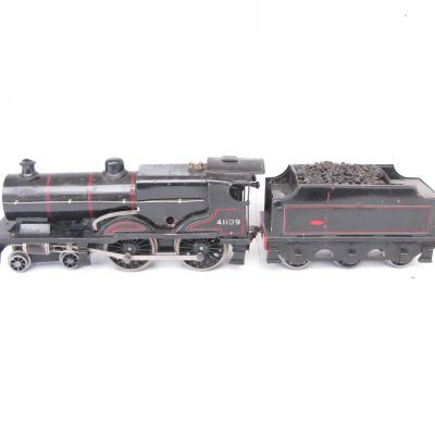 Bassett Lowke 0 Gauge 4-4-0 Loco & Tender Lined black 'COMPOUND' No.41109, Clockwork - unboxed - Good
