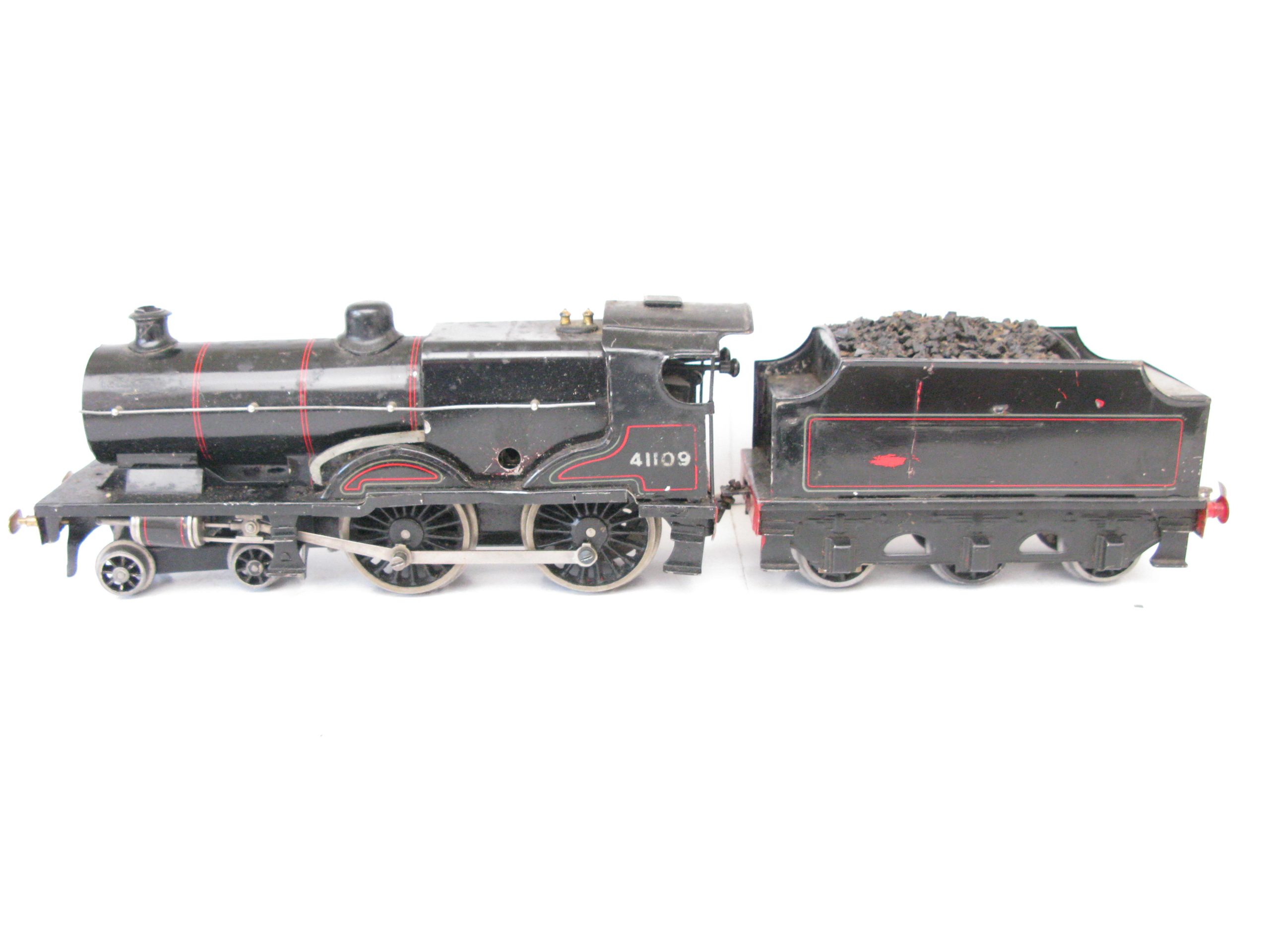 Bassett Lowke 0 Gauge 4-4-0 Loco & Tender Lined black 'COMPOUND' No.41109, Clockwork - unboxed - Good - Image 3