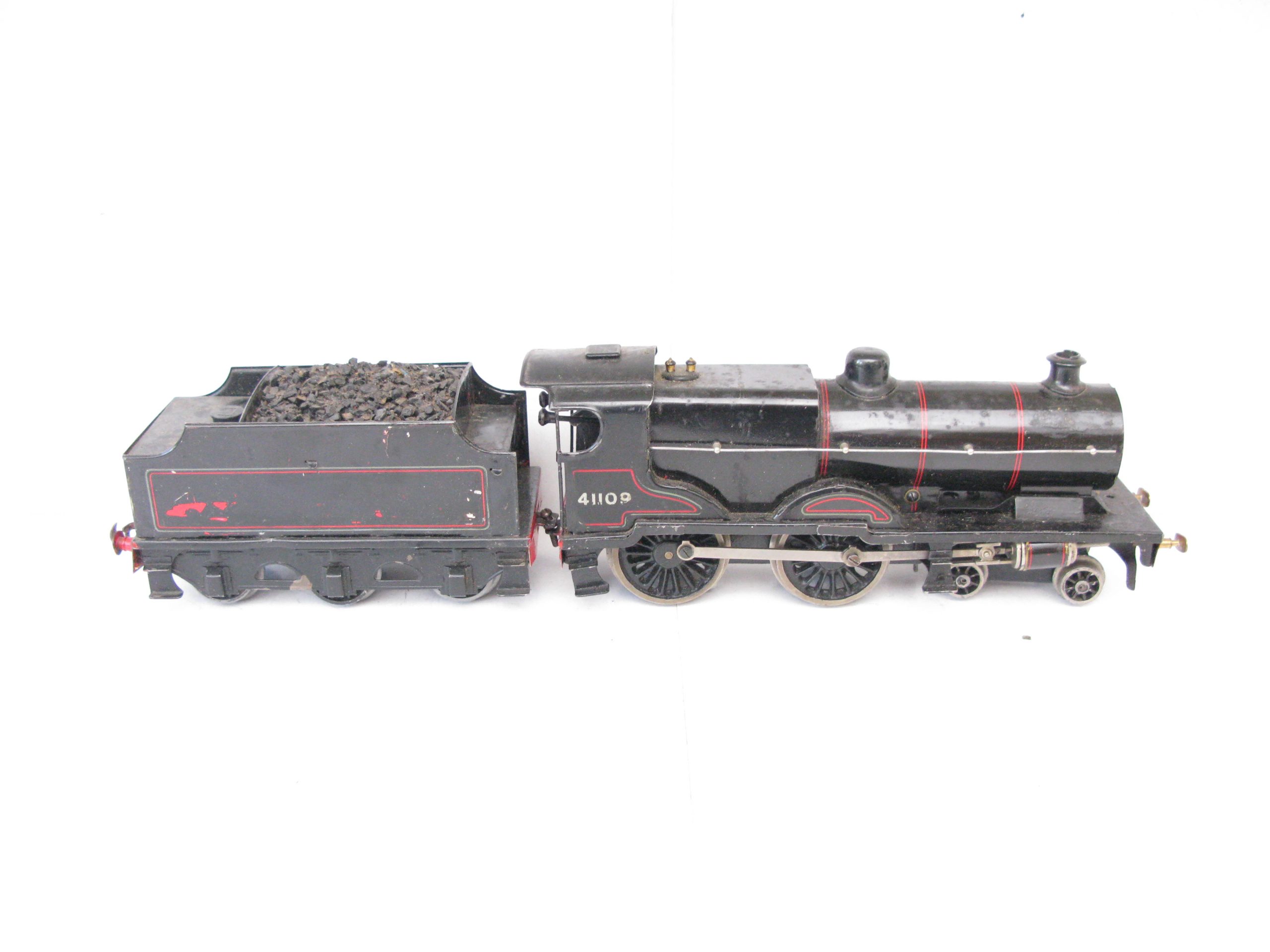 Bassett Lowke 0 Gauge 4-4-0 Loco & Tender Lined black 'COMPOUND' No.41109, Clockwork - unboxed - Good - Image 5