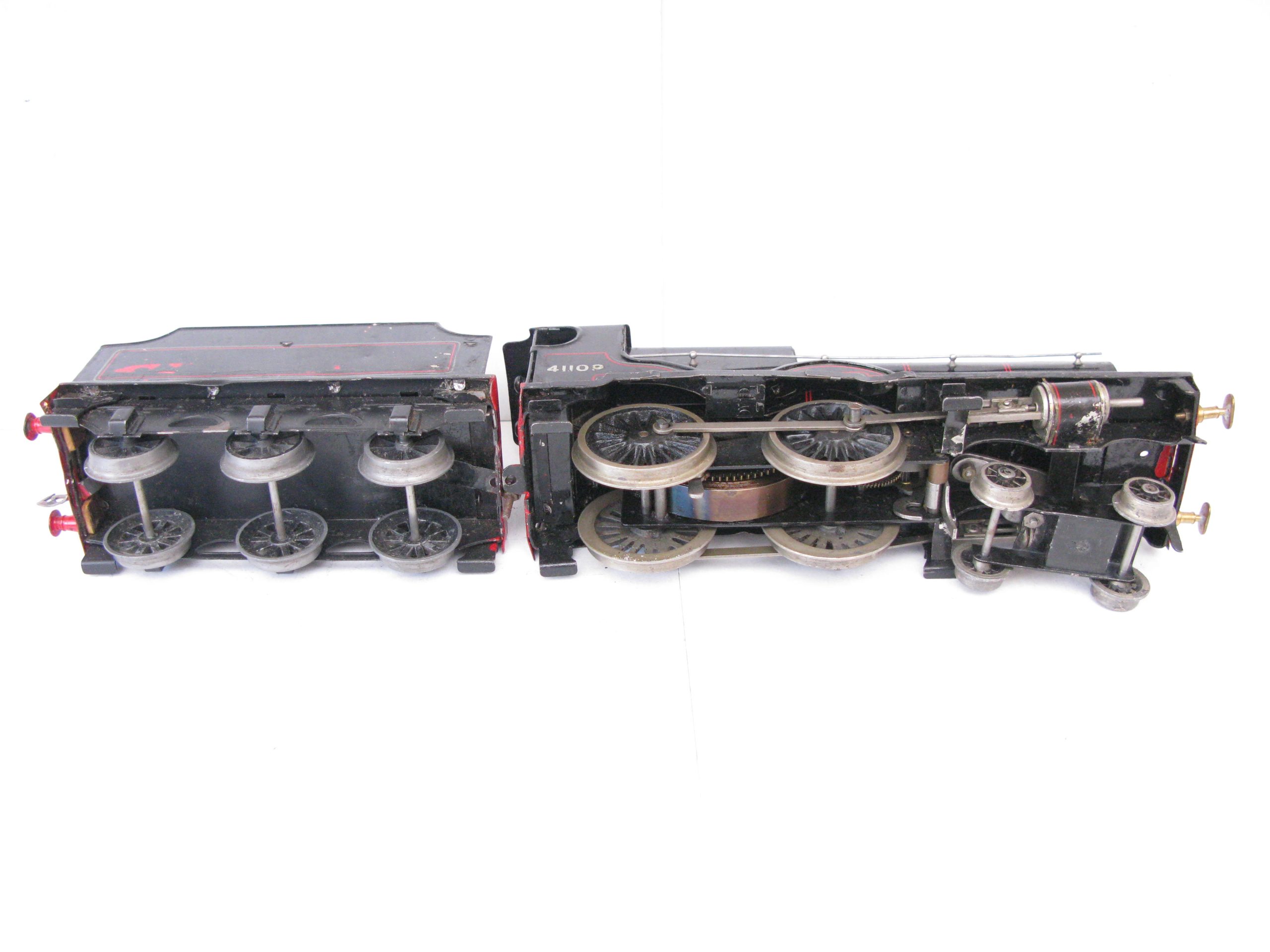 Bassett Lowke 0 Gauge 4-4-0 Loco & Tender Lined black 'COMPOUND' No.41109, Clockwork - unboxed - Good - Image 7