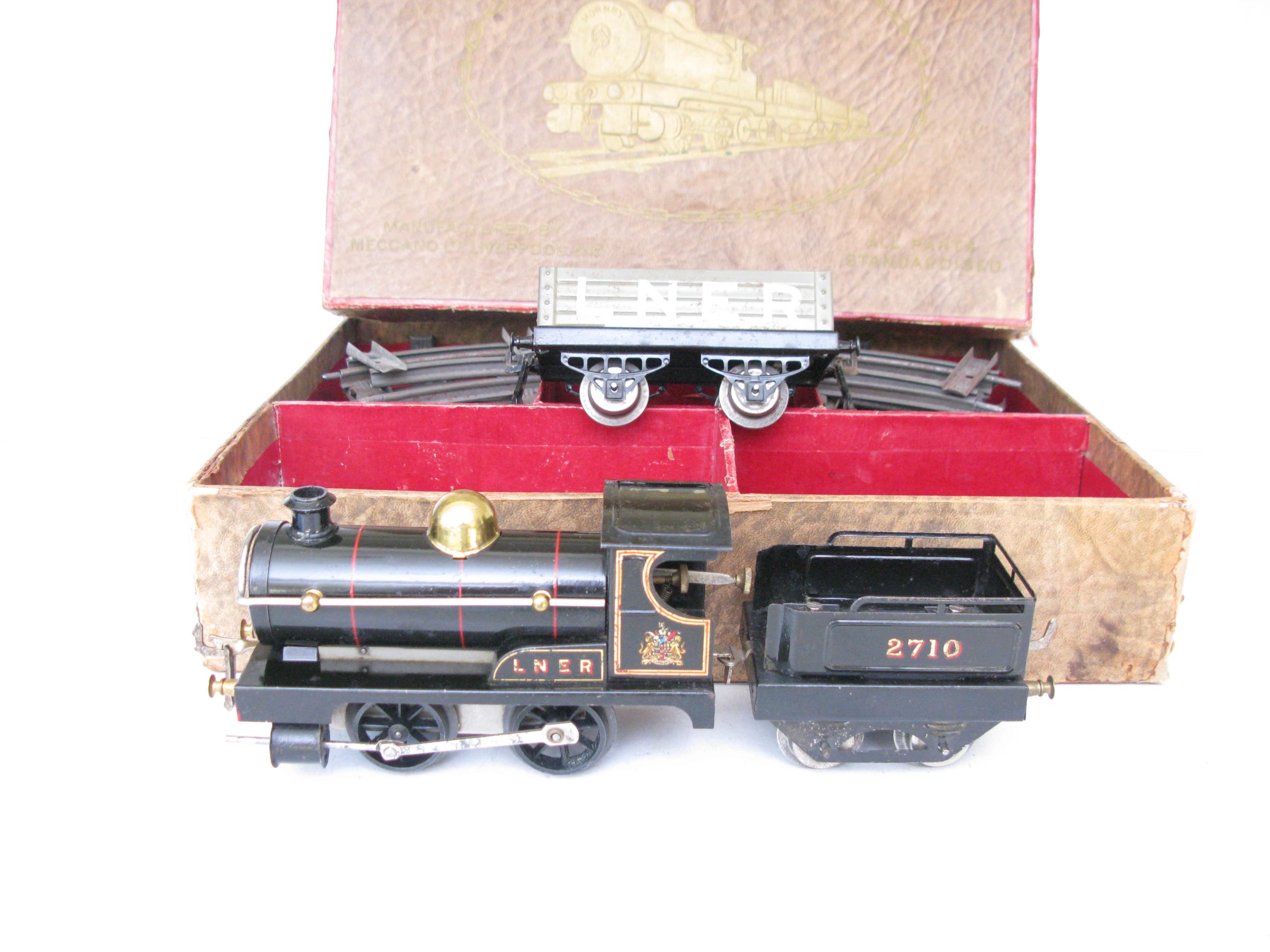 Hornby 0 Gauge Early No.1 Loco & Tender LNER lined black Good set, Clockwork Circa 1924/25 - Boxed - Overall Excellent - Image 4