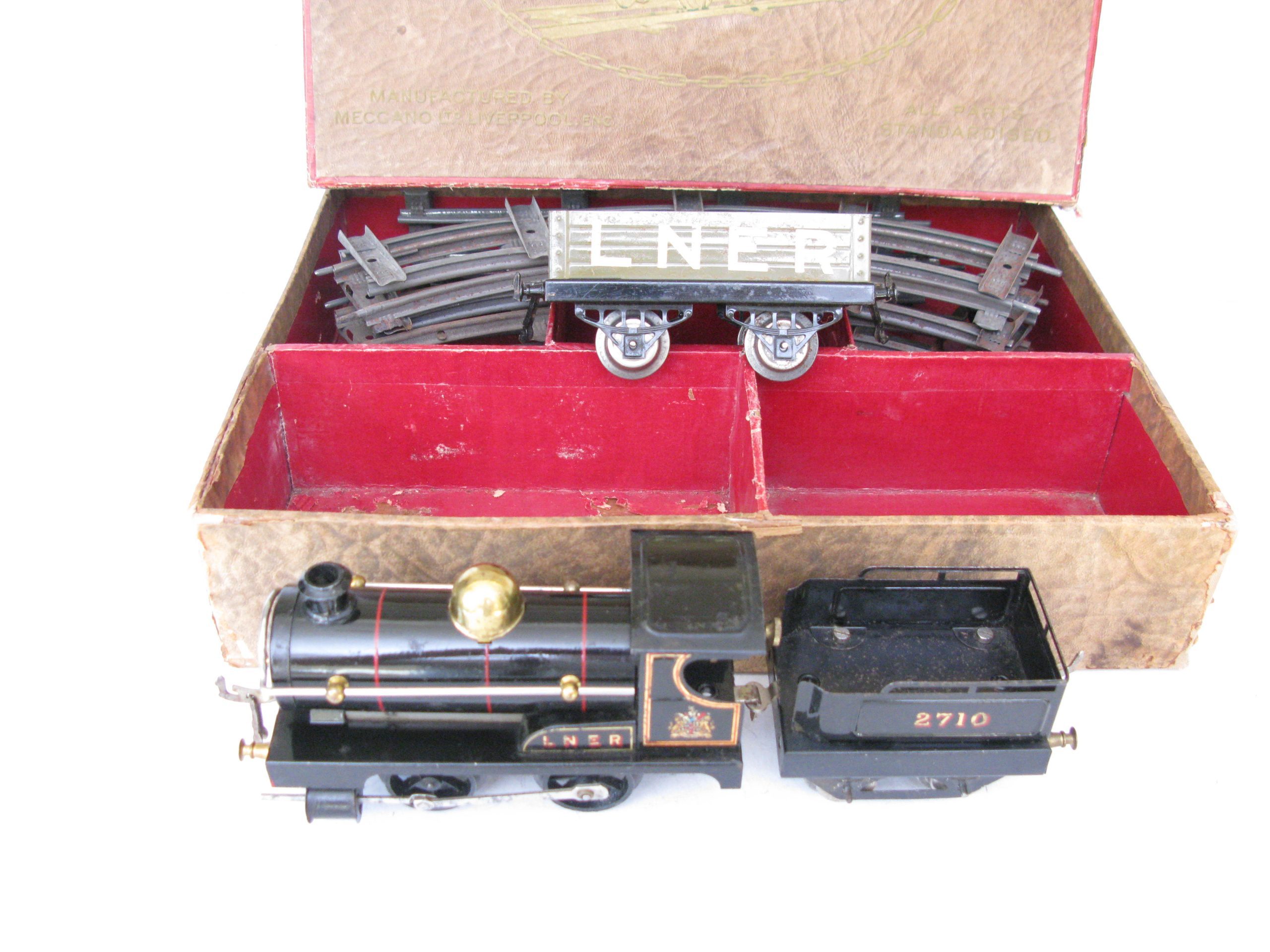 Hornby 0 Gauge Early No.1 Loco & Tender LNER lined black Good set, Clockwork Circa 1924/25 - Boxed - Overall Excellent - Image 5