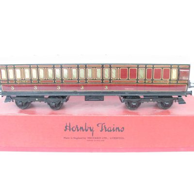 Hornby 0 Gauge Post war No.2 LMS All 3rd Brake end Passenger Coach circa 1948 - Boxed - Excellent/plus