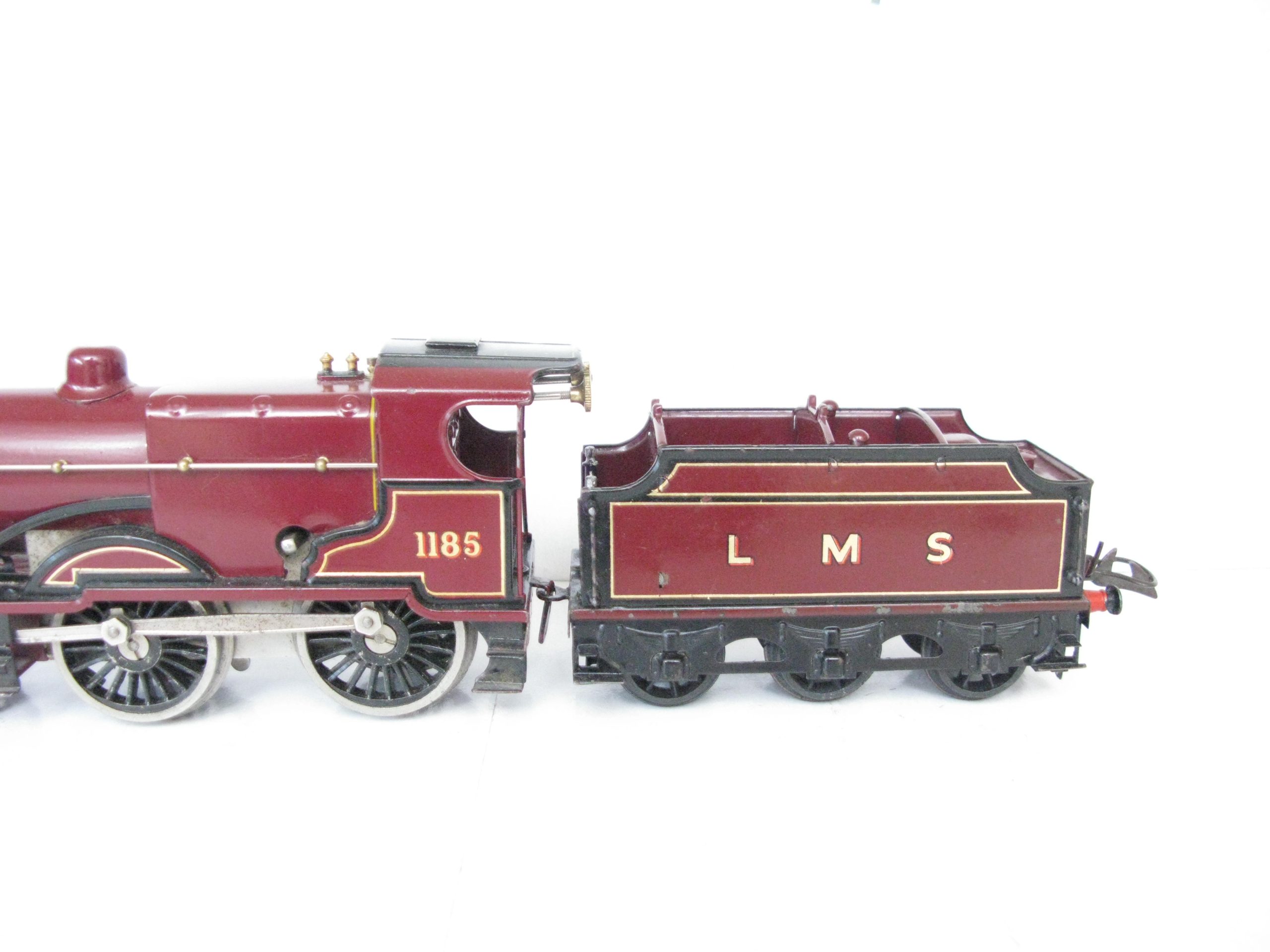 Hornby 0 Gauge No.2C Special Loco & Tender LMS Maroon 'COMPOUND' No.1185, Clockwork - unboxed -Overall Excellent - Image 3