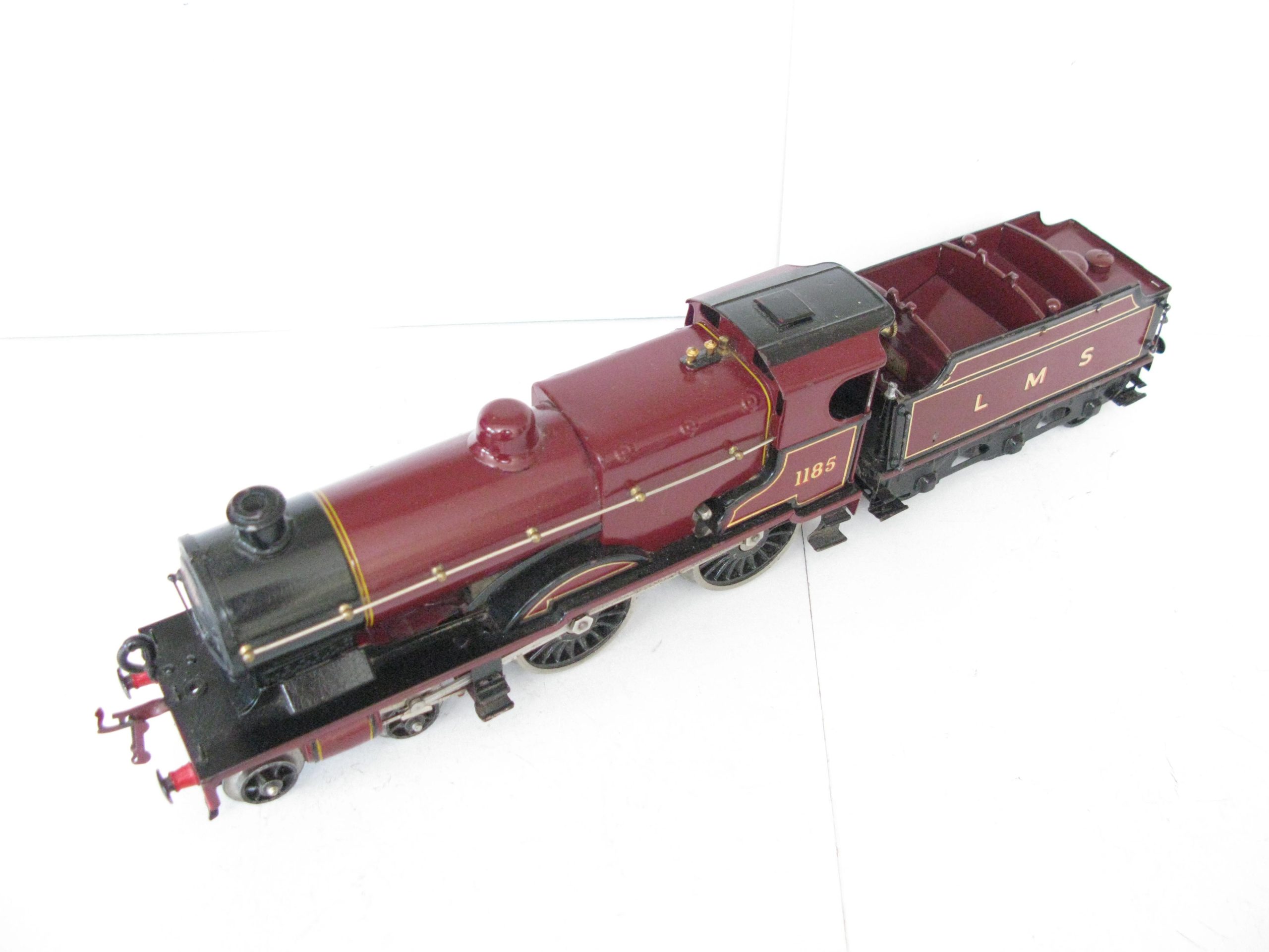 Hornby 0 Gauge No.2C Special Loco & Tender LMS Maroon 'COMPOUND' No.1185, Clockwork - unboxed -Overall Excellent - Image 6