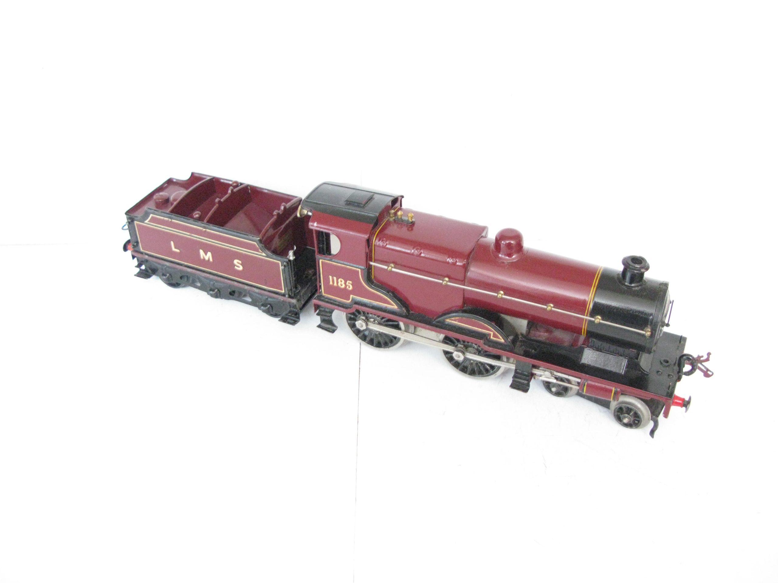 Hornby 0 Gauge No.2C Special Loco & Tender LMS Maroon 'COMPOUND' No.1185, Clockwork - unboxed -Overall Excellent - Image 8