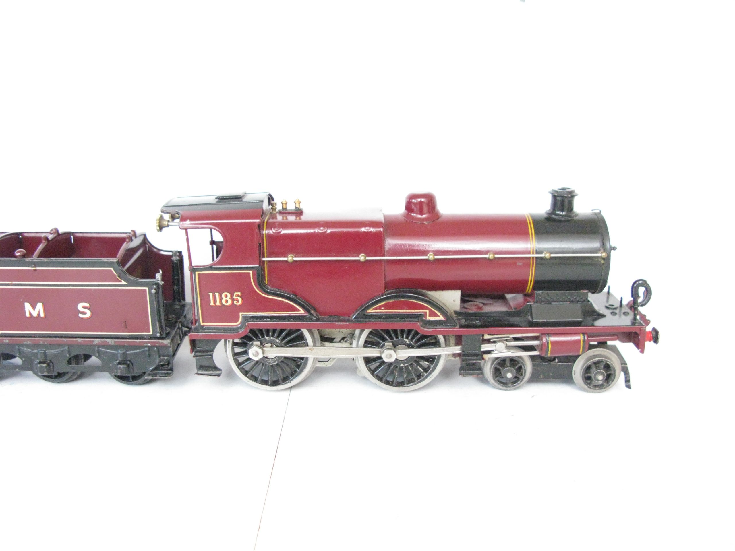 Hornby 0 Gauge No.2C Special Loco & Tender LMS Maroon 'COMPOUND' No.1185, Clockwork - unboxed -Overall Excellent - Image 10
