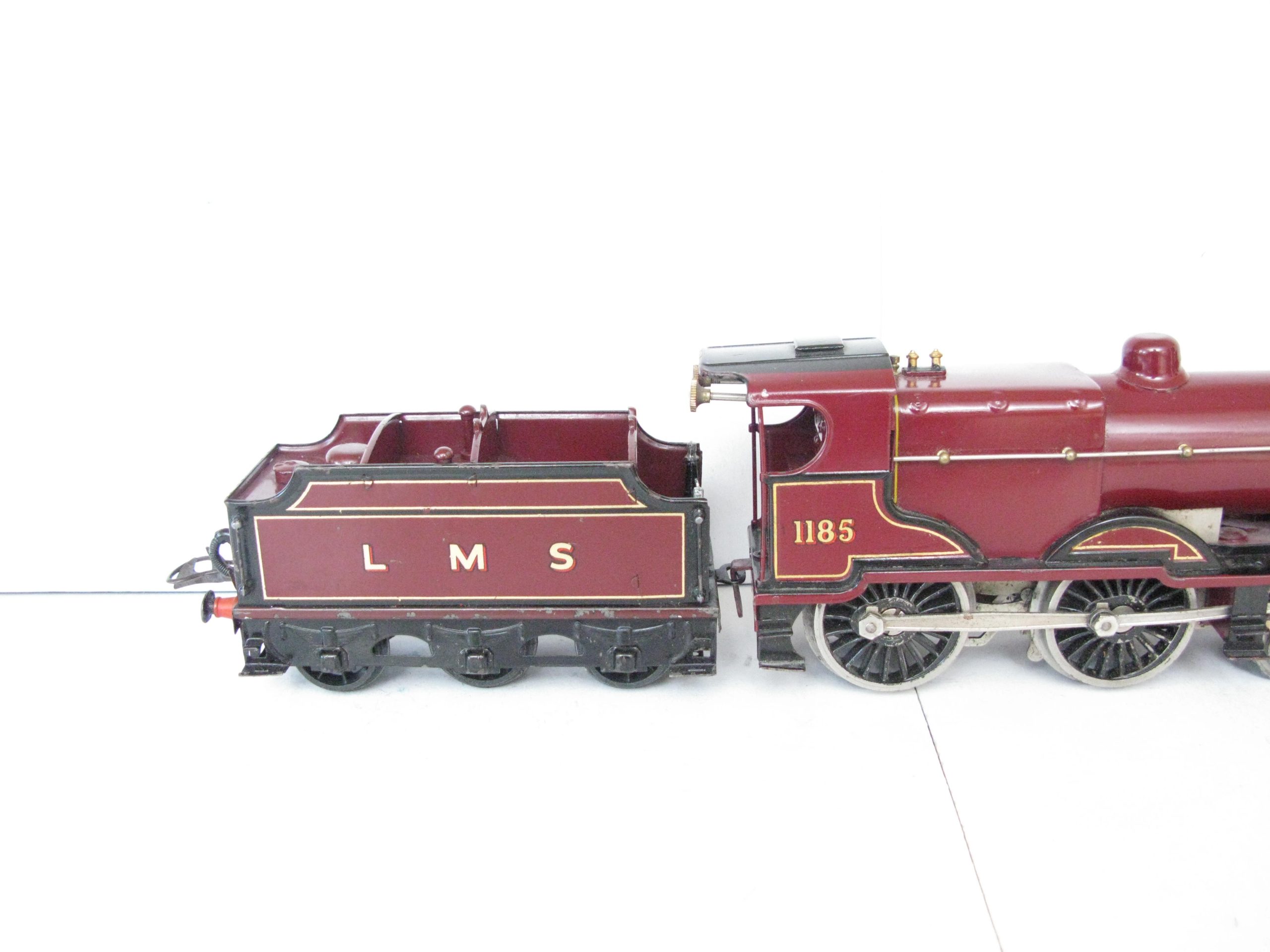 Hornby 0 Gauge No.2C Special Loco & Tender LMS Maroon 'COMPOUND' No.1185, Clockwork - unboxed -Overall Excellent - Image 11
