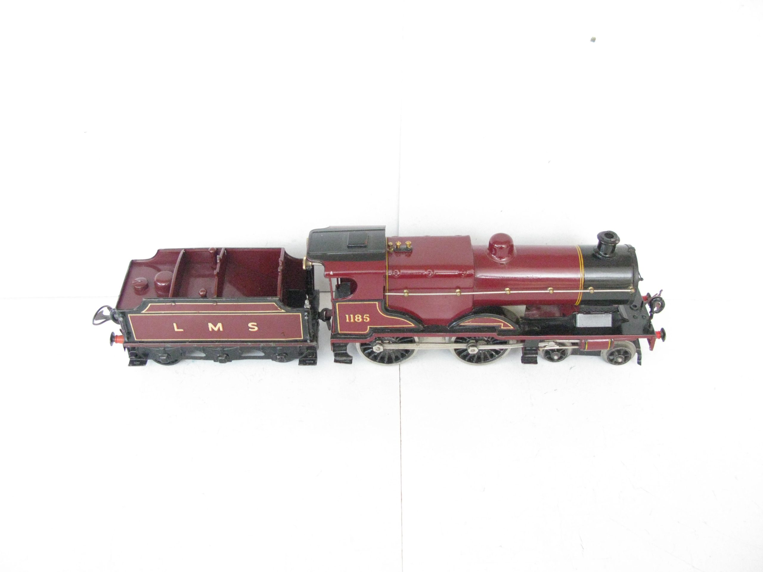 Hornby 0 Gauge No.2C Special Loco & Tender LMS Maroon 'COMPOUND' No.1185, Clockwork - unboxed -Overall Excellent - Image 12